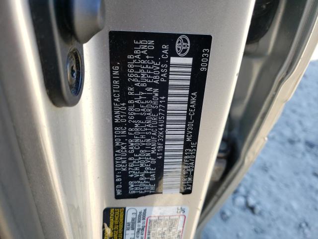 4T1BF32K44U577714 - 2004 TOYOTA CAMRY LE SILVER photo 12