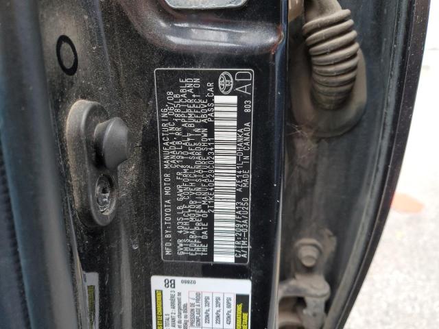 2T1KE40E29C023411 - 2009 TOYOTA COROLLA MA S BLACK photo 12