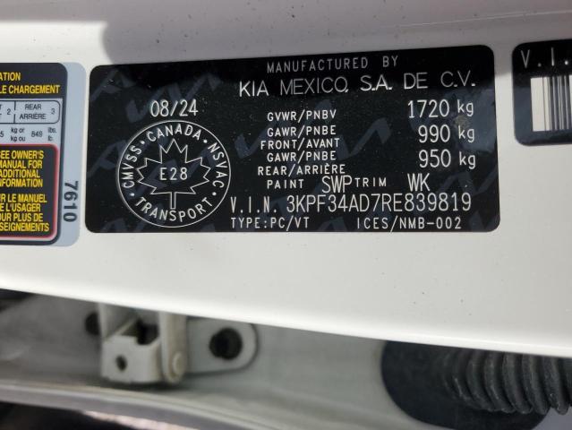 3KPF34AD7RE839819 - 2024 KIA FORTE EX WHITE photo 12