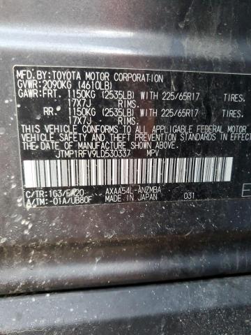 JTMP1RFV9LD530337 - 2020 TOYOTA RAV4 XLE GRAY photo 13