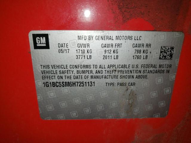 1G1BC5SM6H7251131 - 2017 CHEVROLET CRUZE LS RED photo 12