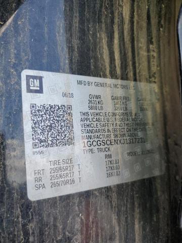 1GCGSCENXJ1317231 - 2018 CHEVROLET COLORADO LT BLACK photo 12