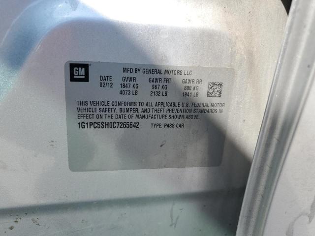 1G1PC5SH0C7265642 - 2012 CHEVROLET CRUZE LS SILVER photo 12