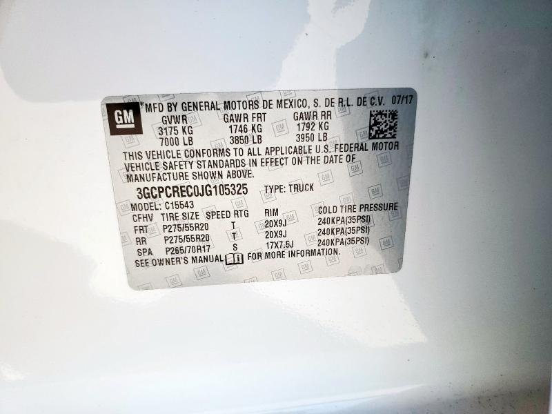 3GCPCREC0JG105325 - 2018 CHEVROLET SILVERADO C1500 LT 白色 照片 12