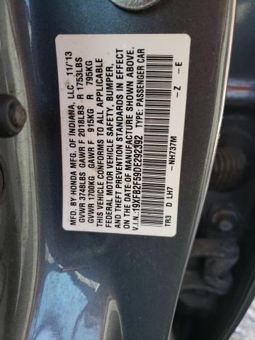 19XFB2F59DE292392 - 2013 HONDA CIVIC LX GRAY photo 12