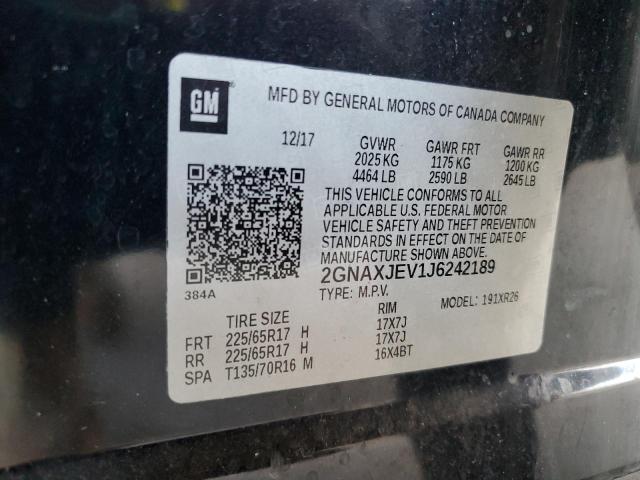 2GNAXJEV1J6242189 - 2018 CHEVROLET EQUINOX LT 黑色 照片 14