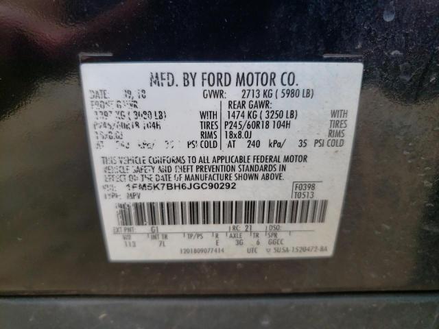 1FM5K7BH6JGC90292 - 2018 FORD EXPLORER Қара фото 13