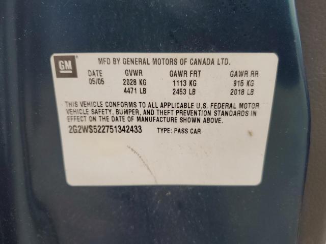 2G2WS522751342433 - 2005 PONTIAC GRAND PRIX GT Синій фото 24