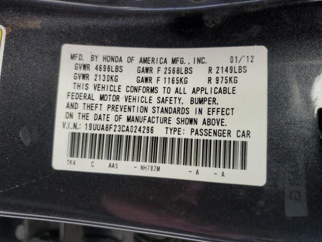 19UUA8F23CA024296 - 2012 ACURA TL GRAY photo 12