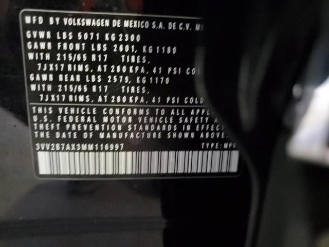 3VV2B7AX3MM116997 - 2021 VOLKSWAGEN TIGUAN SE BLACK photo 13