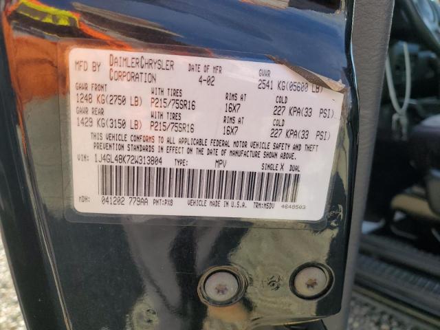 1J4GL48K72W313804 - 2002 JEEP LIBERTY SPORT BLACK photo 14