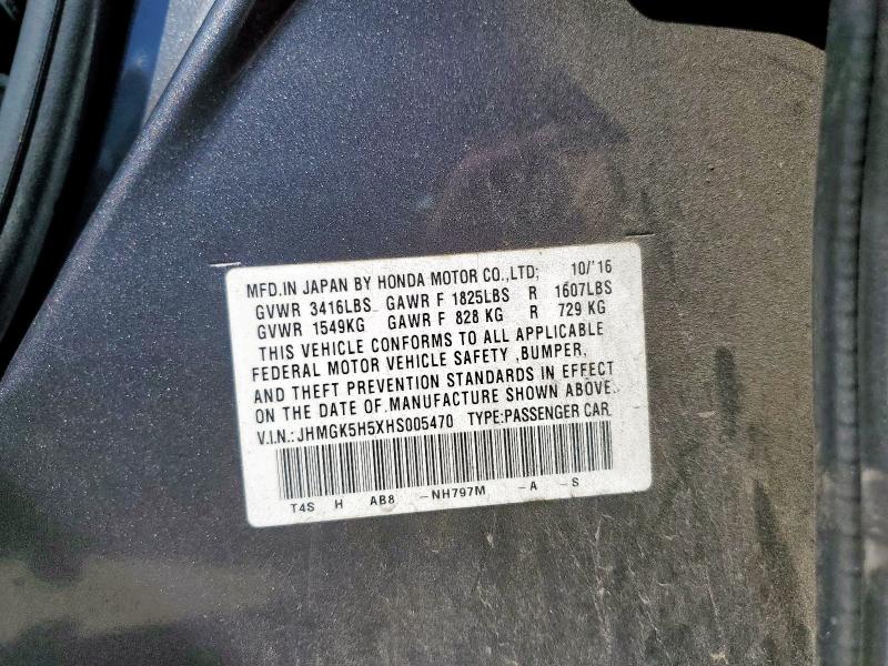 JHMGK5H5XHS005470 - 2017 HONDA FIT LX Графитовый фото 13