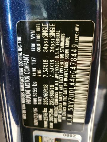 5XYZUDLA4HG478449 - 2017 HYUNDAI SANTA FE S أزرق صورة 13