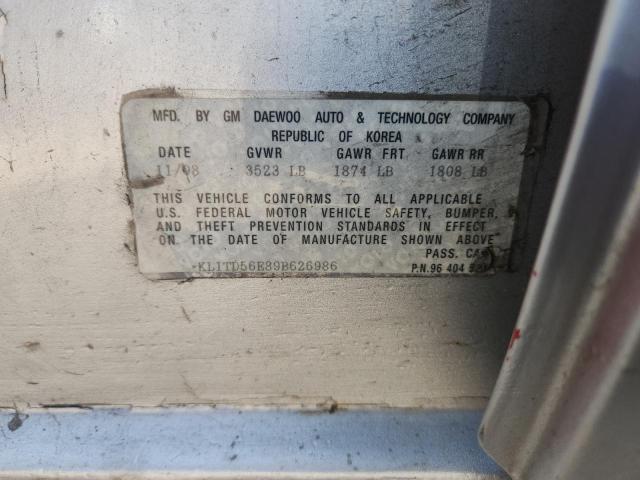 KL1TD56E89B626986 - 2009 CHEVROLET AVEO LS 银色 照片 12