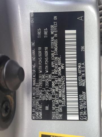 5TDJKRFH6GS284225 - 2016 TOYOTA HIGHLANDER XLE 银色 照片 13