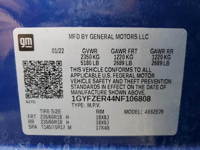 1GYFZER44NF106808 - 2022 CADILLAC XT4 SPORT BLUE photo 12