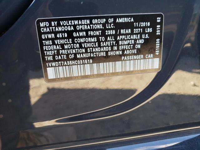 1VWDT7A35HC031519 - 2017 VOLKSWAGEN PASSAT R-LINE Grau Foto 12