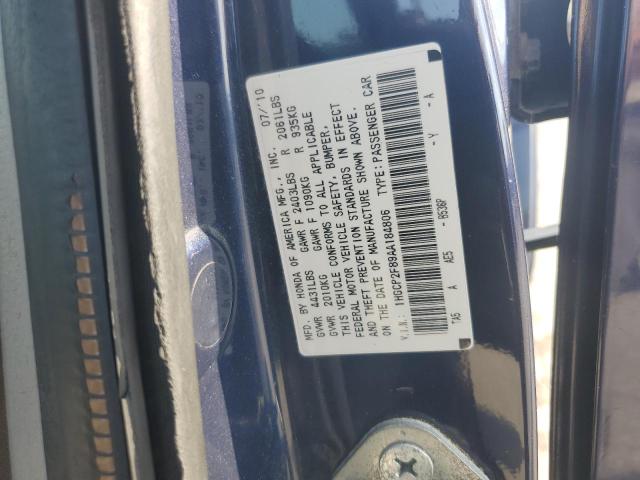 1HGCP2F89AA184806 - 2010 HONDA ACCORD EXL BLUE photo 12
