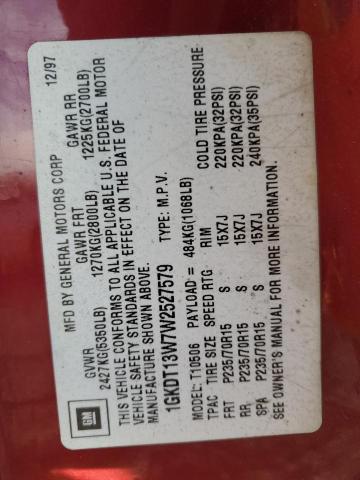 1GKDT13W7W2527579 - 1998 GMC JIMMY Կարմիր լուսանկար 14