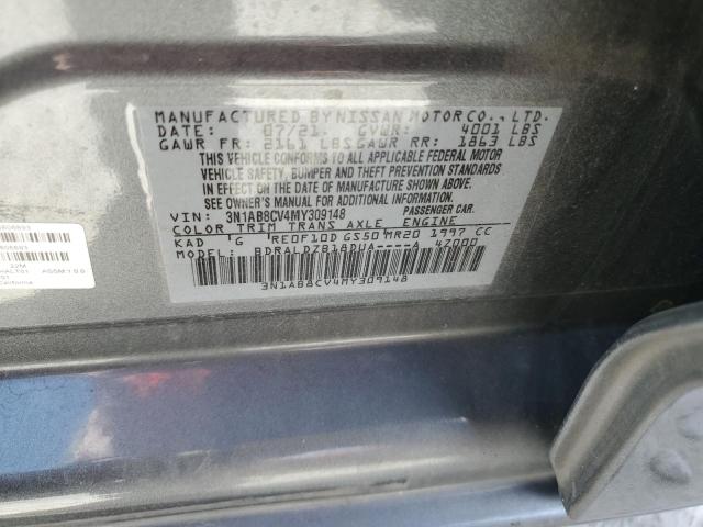 3N1AB8CV4MY309148 - 2021 NISSAN SENTRA SV GRAY photo 12