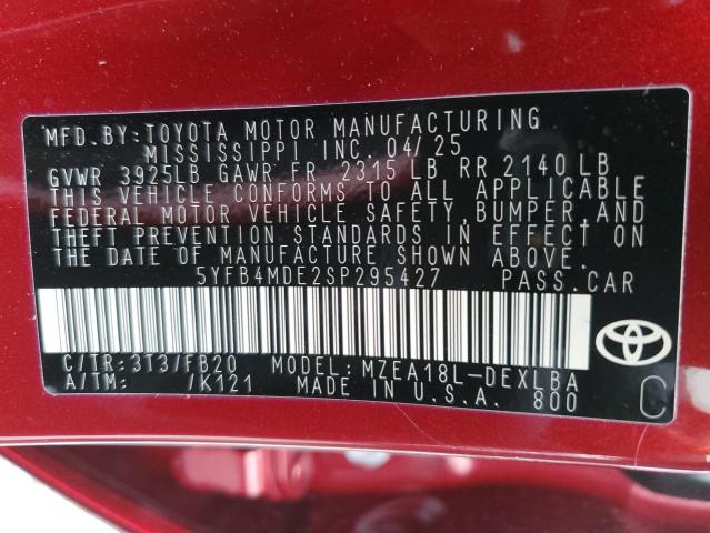 5YFB4MDE2SP295427 - 2025 TOYOTA COROLLA LE Rojo foto 13