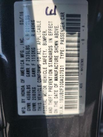 19UUB2F30GA007531 - 2016 ACURA TLX 灰色 照片 12