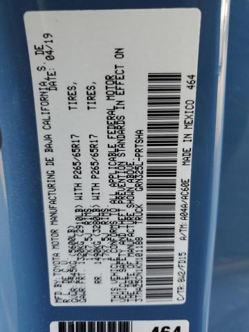 3TMAZ5CN1KM101188 - 2019 TOYOTA TACOMA DOUBLE CAB Синий фото 22