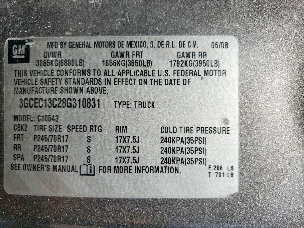 3GCEC13C28G310831 - 2008 CHEVROLET SILVERADO C1500 灰色 照片 12