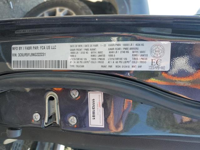 3C6UR5FL9NG222231 - 2022 RAM 2500 LARAMIE შავი ფოტო 13