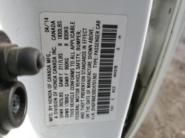 2HGFB6E50EH701363 - 2014 HONDA CIVIC SI WHITE photo 12