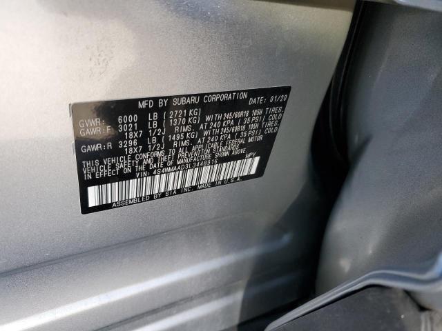 4S4WMAAD3L3448916 - 2020 SUBARU ASCENT SILVER photo 13