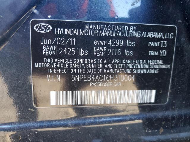 5NPEB4AC1CH310004 - 2012 HYUNDAI SONATA GLS BLUE photo 12