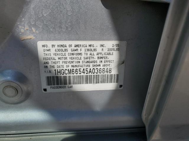 1HGCM66545A036848 - 2005 HONDA ACCORD EX SILVER photo 12