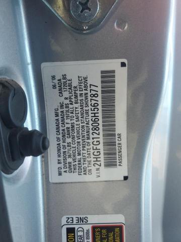 2HGFG12806H567877 - 2006 HONDA CIVIC EX SILVER photo 12