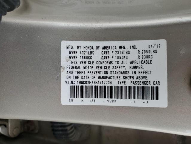 1HGCR2F77HA217734 - 2017 HONDA ACCORD EX GOLD photo 12