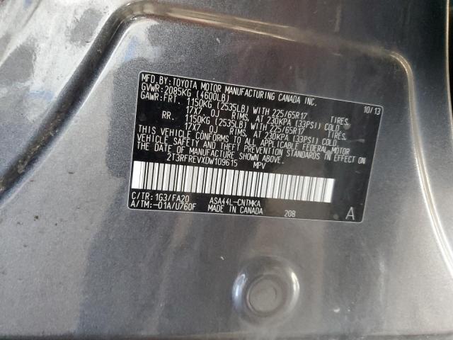 2T3RFREVXDW109615 - 2013 TOYOTA RAV4 XLE GRAY photo 14