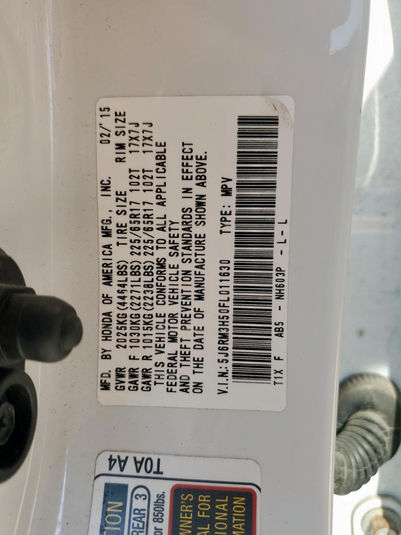 5J6RM3H50FL011630 - 2015 HONDA CR-V EX WHITE photo 13