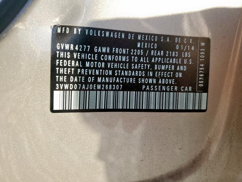 3VWD07AJ0EM268307 - 2014 VOLKSWAGEN JETTA SE SILVER photo 12