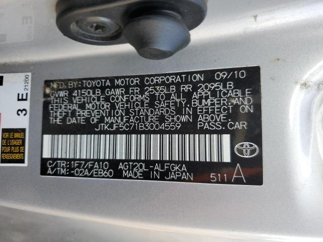 JTKJF5C71B3004559 - 2011 TOYOTA SCION TC Gümüş foto 12