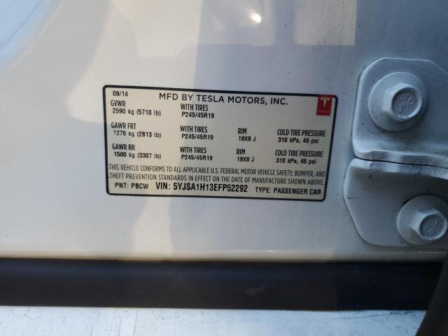 5YJSA1H13EFP52292 - 2014 TESLA MODEL S თეთრი ფოტო 12