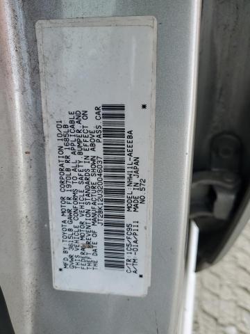 JT2BK12U320046037 - 2002 TOYOTA PRIUS SILVER photo 12