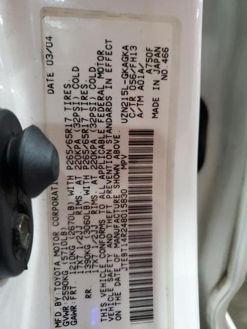 JTEBT14R248015830 - 2004 TOYOTA 4RUNNER SR5 თეთრი ფოტო 13