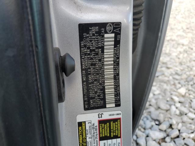 2T1BU4EE8AC338407 - 2010 TOYOTA COROLLA LE BASE SILVER photo 12