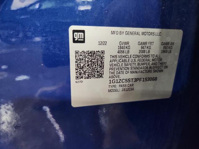 1G1ZC5ST3PF153068 - 2023 CHEVROLET MALIBU LS BLUE photo 12