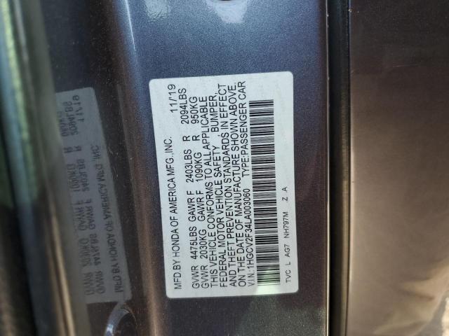 1HGCV2F34LA003060 - 2020 HONDA ACCORD SPORT GRAY photo 13
