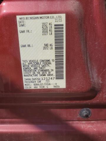 1N4AL3AP2GC121247 - 2016 NISSAN ALTIMA 2.5 Bordo fotoğraf 13