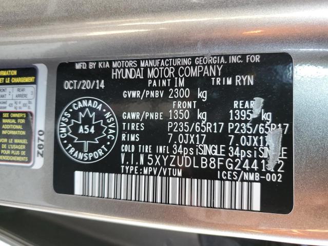 5XYZUDLB8FG244112 - 2015 HYUNDAI SANTA FE S GRAY photo 13