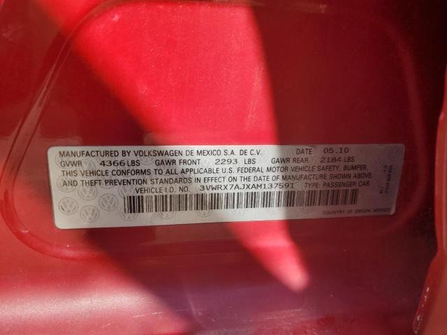 3VWRX7AJXAM137591 - 2010 VOLKSWAGEN JETTA SE RED photo 13