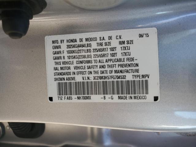 3CZRM3H57FG704532 - 2015 HONDA CR-V EX SILVER photo 12
