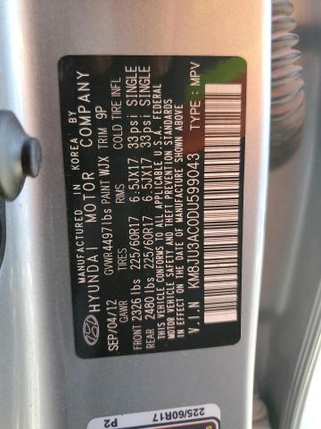 KM8JU3AC0DU599043 - 2013 HYUNDAI TUCSON GLS SILVER photo 14